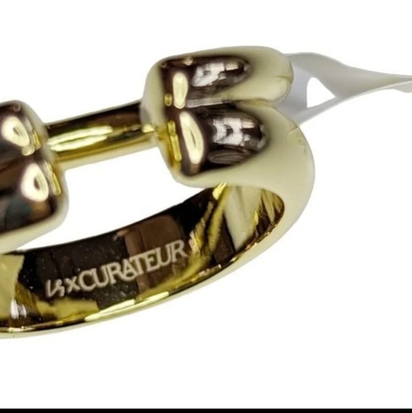 Loren Stewart Curateur Open Band Ring 14k Gold Plated Size 7 Double Band - Picture 5 of 6